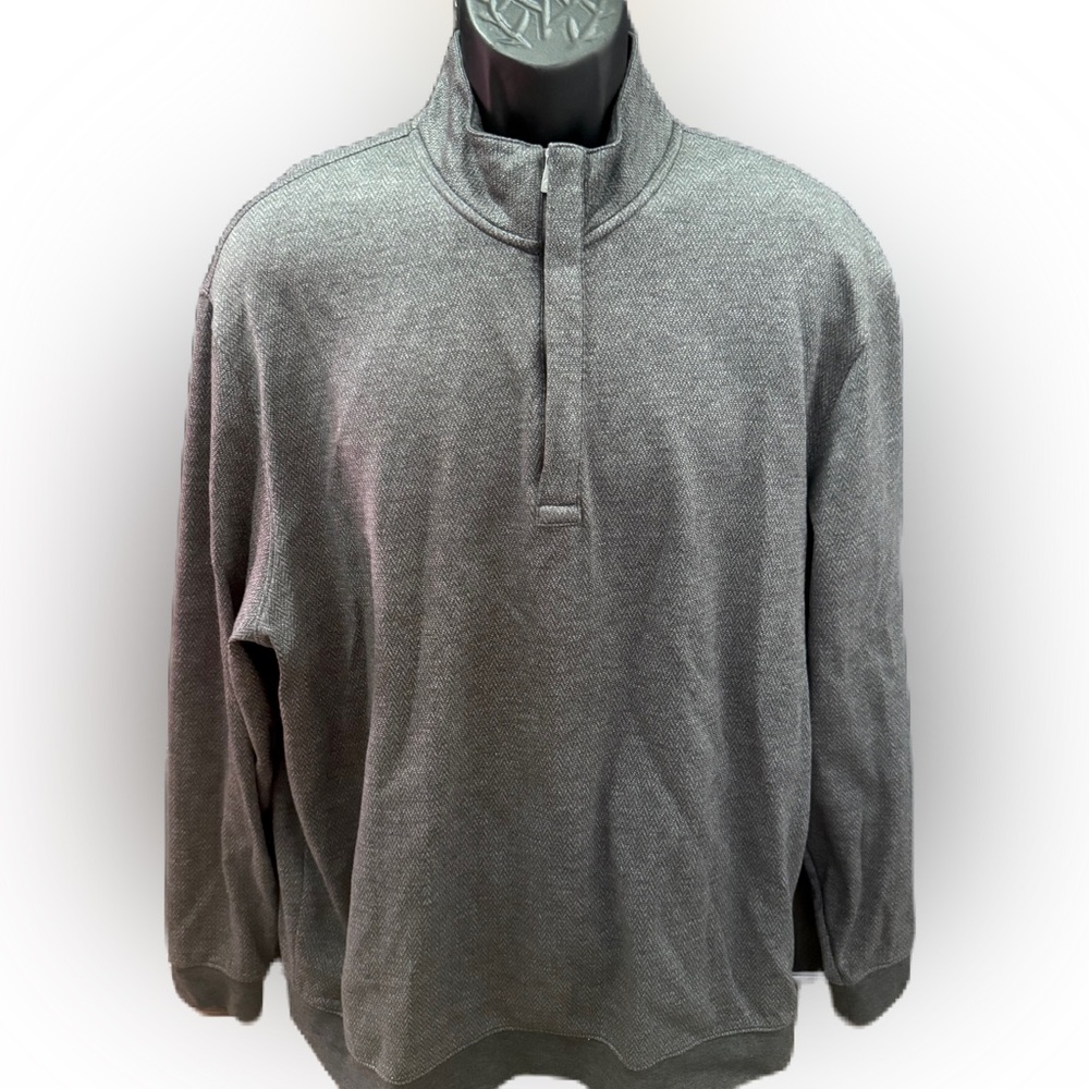 Hart Schaffner  Marx Men’s Gray Textured 100% Cotton Quarter Zip Pullover. XL